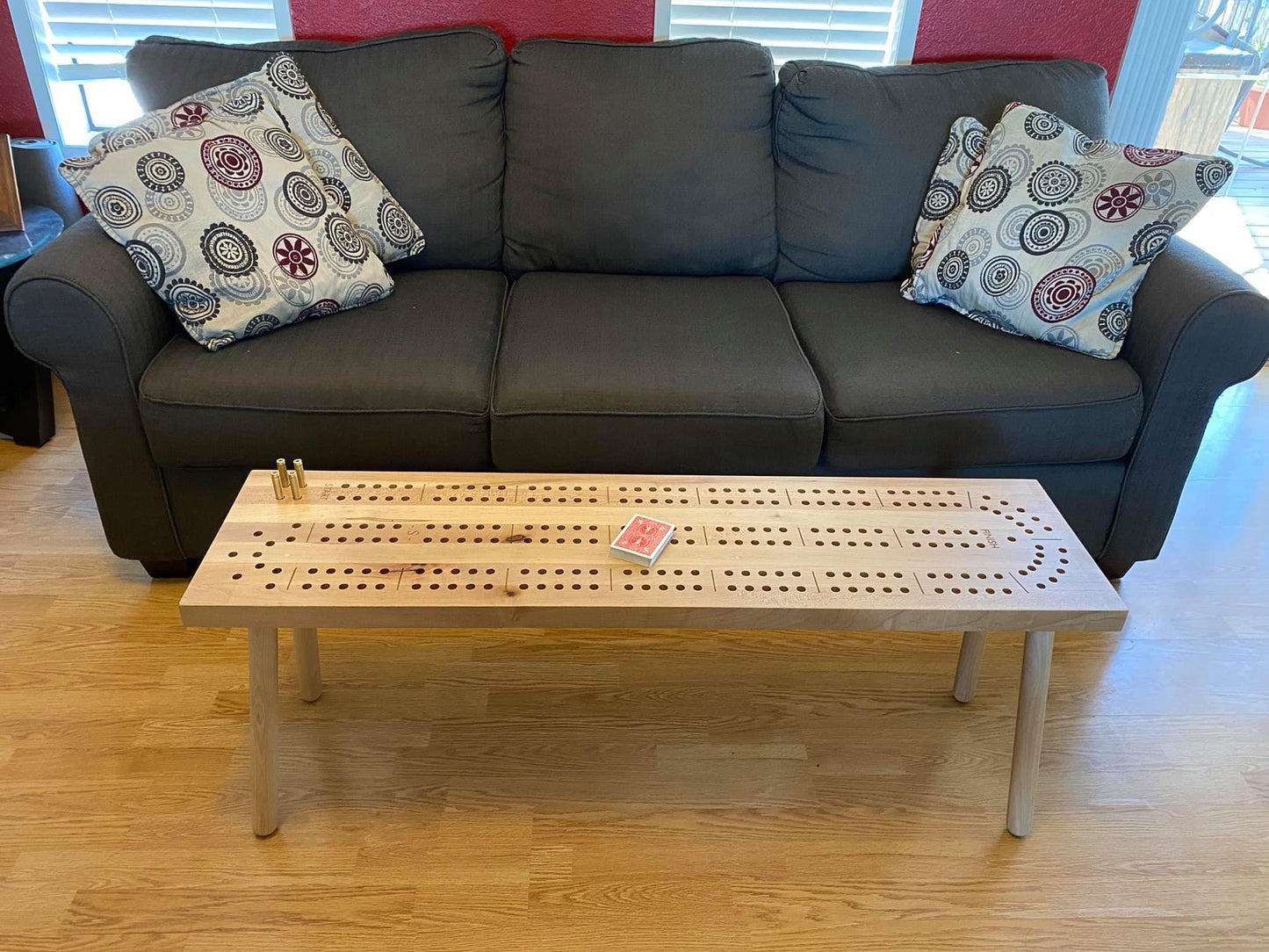 Big Cribbage Board with Rifle Shell Pegs