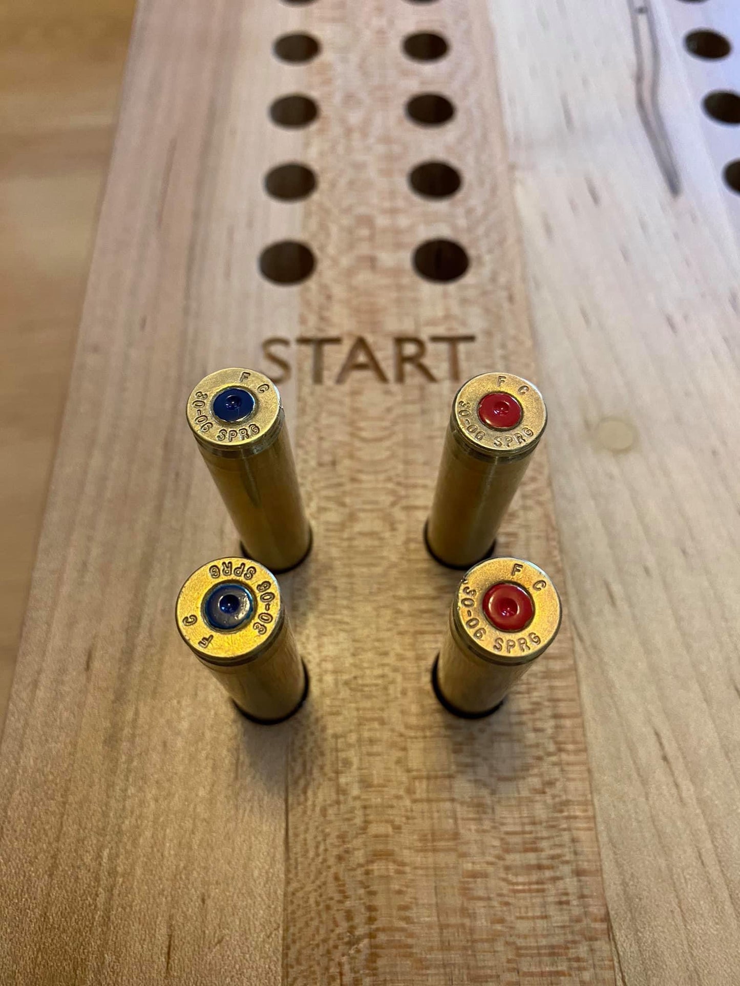 Big Cribbage Board with Rifle Shell Pegs