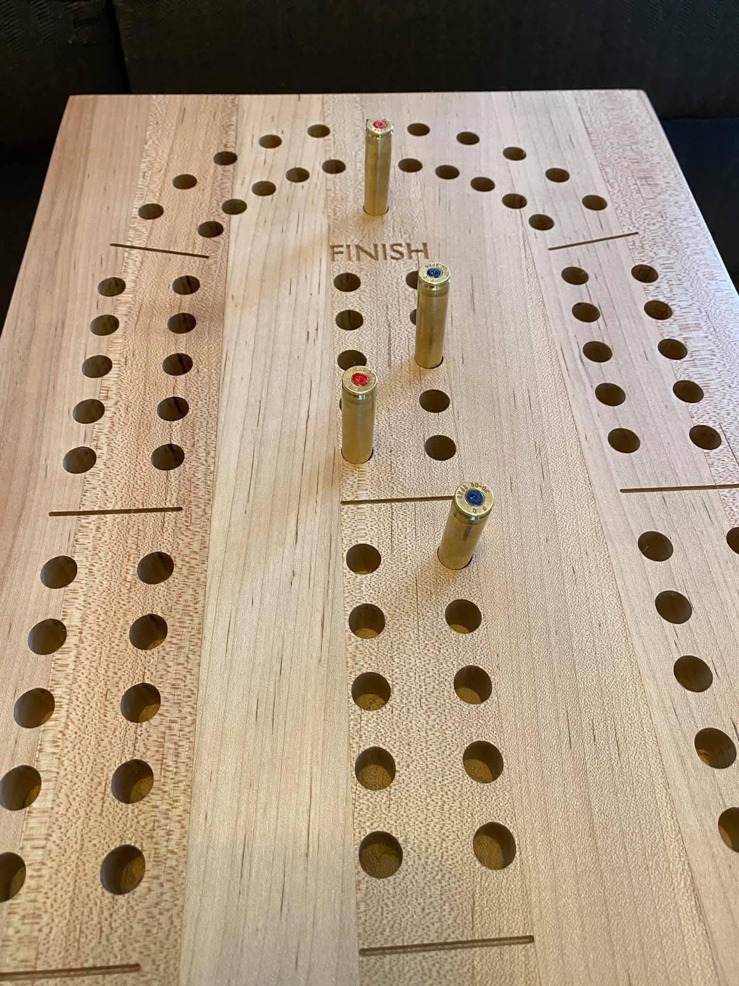 Big Cribbage Board with Rifle Shell Pegs