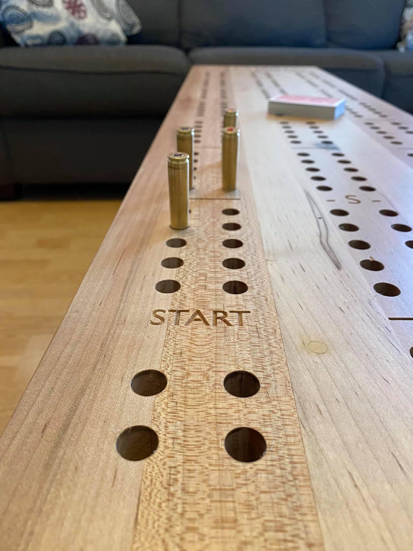 Big Cribbage Board with Rifle Shell Pegs