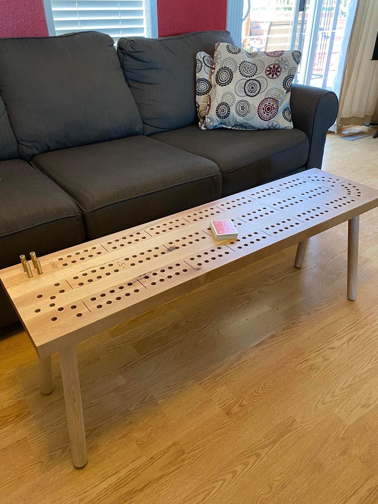 Big Cribbage Board with Rifle Shell Pegs